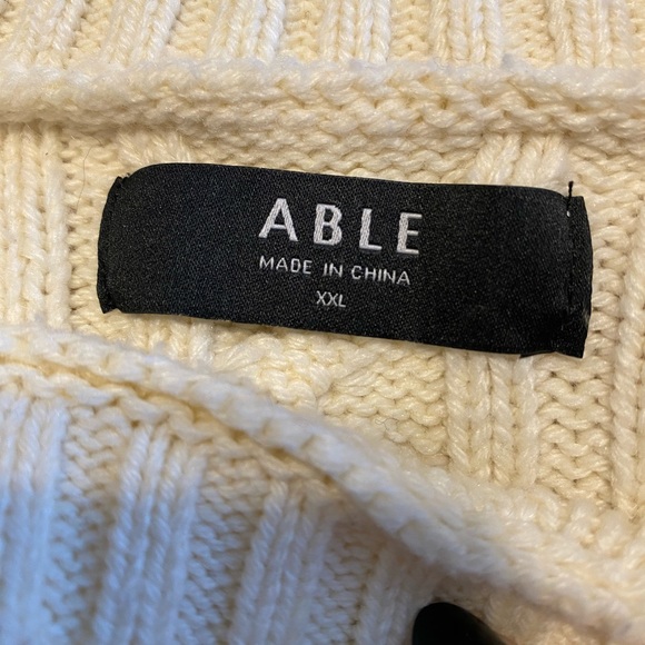 Able Claudette Fisherman Sweater in Antique White, Size XXL - Picture 7 of 8